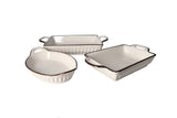 Danny Home Ceramic Casserole Bakeware Set 3pcs | Oven & Microwave Safe Serving Dishes
