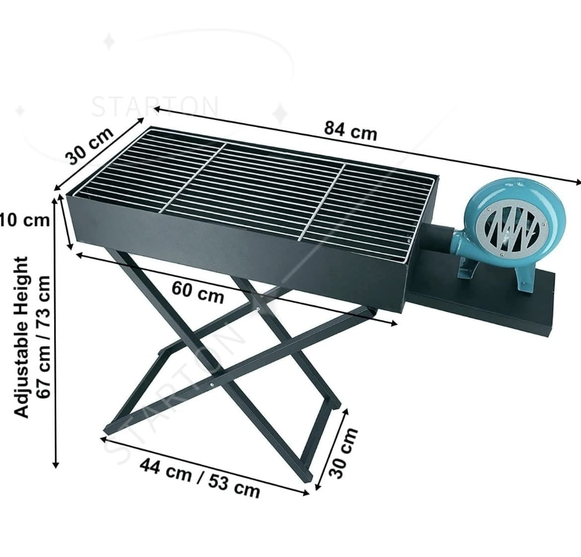 Folding Charcoal BBQ Grill with Manual Air Blower – Portable