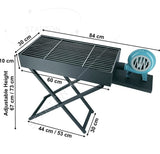 Folding Charcoal BBQ Grill with Manual Air Blower – Portable