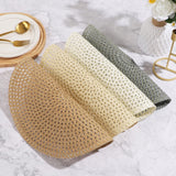 Linen Placemats Set, Round Woven Table Mats, 100% Linen Heat-Resistant Washable Dining Decor, Checkered Pattern for Home & Kitchen Use