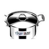 Vikas Tri-Ply Stainless Steel Sufuria / Casserole with Lid 22cm - Homelux Kenya