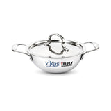 Vikas Tri-Ply Stainless Steel Deep Wok Pan with Lid 30cm - Homelux Kenya