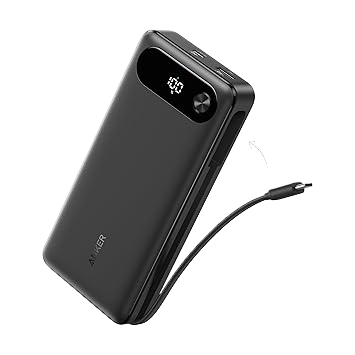 Anker 20000mAh 87W laptop power bank with built-in USB-C cable