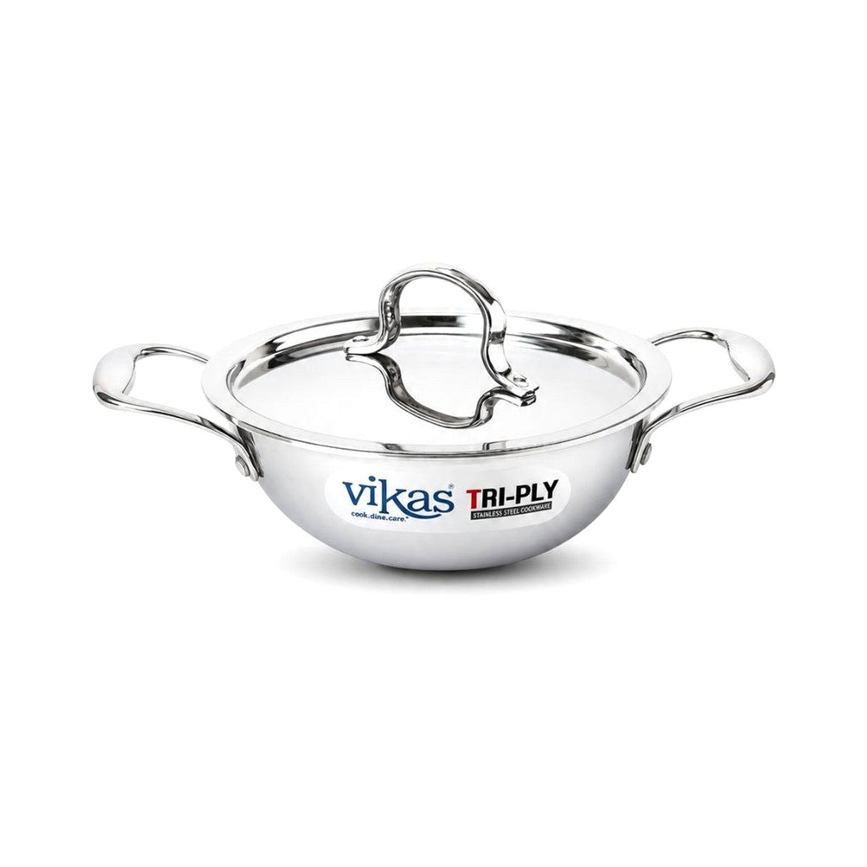 Vikas Tri-Ply Stainless Steel Deep Wok Pan with Lid 32cm - Homelux Kenya