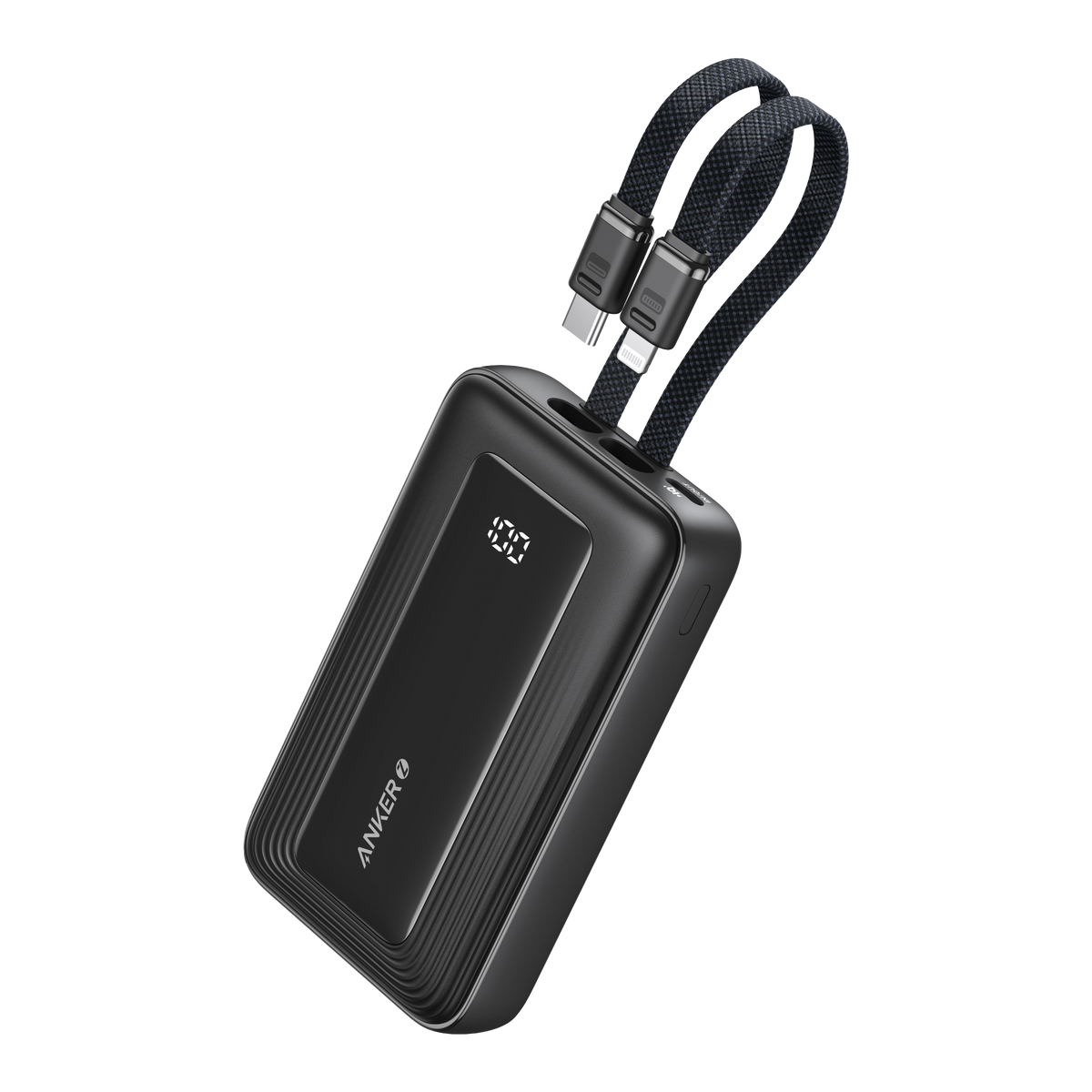 Anker Zolo Power Bank 10K with built-in USB-C and Lightning cables black