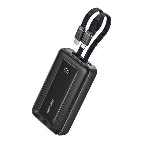Anker Zolo Power Bank 10K with built-in USB-C and Lightning cables black