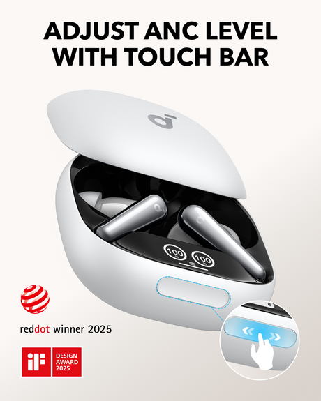 Soundcore Liberty 4 Pro Noise Cancelling Earbuds with Touch Bar Case