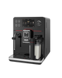 Gaggia New Accademia Glass bean to cup coffee machine in black mirrored glass, front view on a plain background