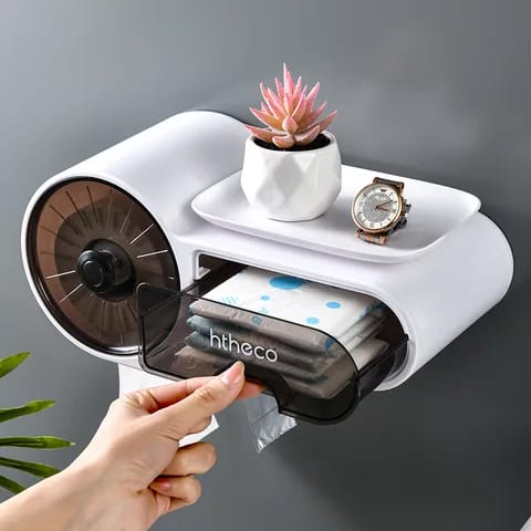 Adhesive wall mounted Toilet paper Holder with Drawer