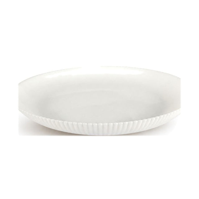 Divine Touch White Ribbed Opal Glass Deep Soup Plate 8.5 inch, Set of 6