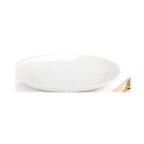 Divine Touch White Ribbed Opal Glass Dinner Plate 10.5 inch, Set of 6