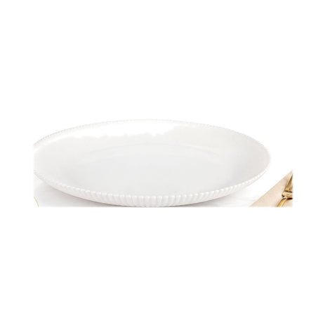 Divine Touch White Ribbed Opal Glass Dinner Plate 10.5 inch, Set of 6