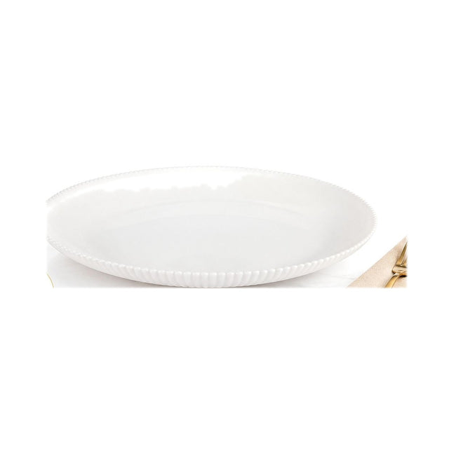 Divine Touch White Ribbed Opal Glass Dinner Plate 10.5 inch, Set of 6