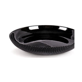 Divine Touch Black Ribbed Opal Glass Deep Soup Plate 8.5 inch, Set of 6
