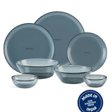 Borosil Aura glass full plate and quarter plate, grey colourway