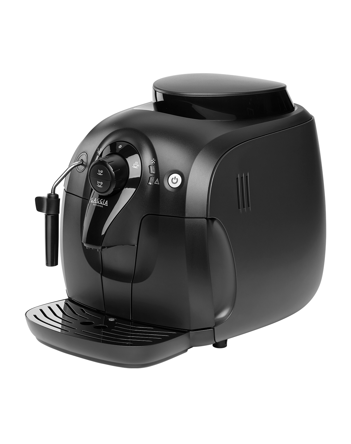 Gaggia Besana black bean to cup coffee machine, front view on a plain background
