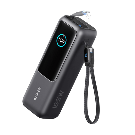 Anker 25000mAh 165W laptop power bank with dual built-in USB-C cables