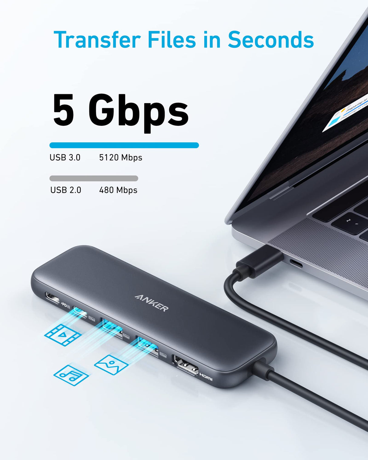 Anker 332 hub with laptop