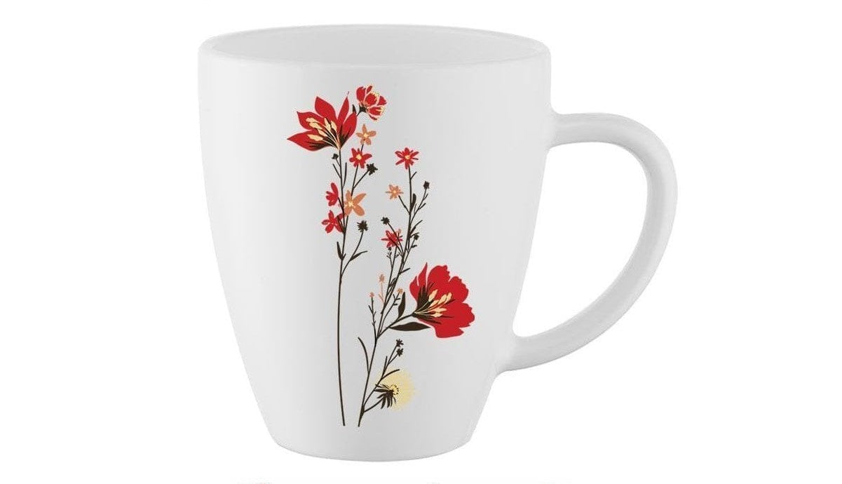 CHERRY RED Borosil Opal Plain Mug set of 6Pcs.