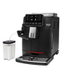 Gaggia Cadorna Milk bean to cup coffee machine with glass milk carafe, front view on a plain background