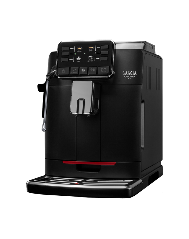 Gaggia Cadorna Barista Plus bean to cup coffee machine with professional steam wand, front view on a plain background