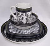 Ceramic Channel Black Round  Dinner Set 24pc