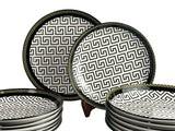 Ceramic Channel Black Round  Dinner Set 24pc