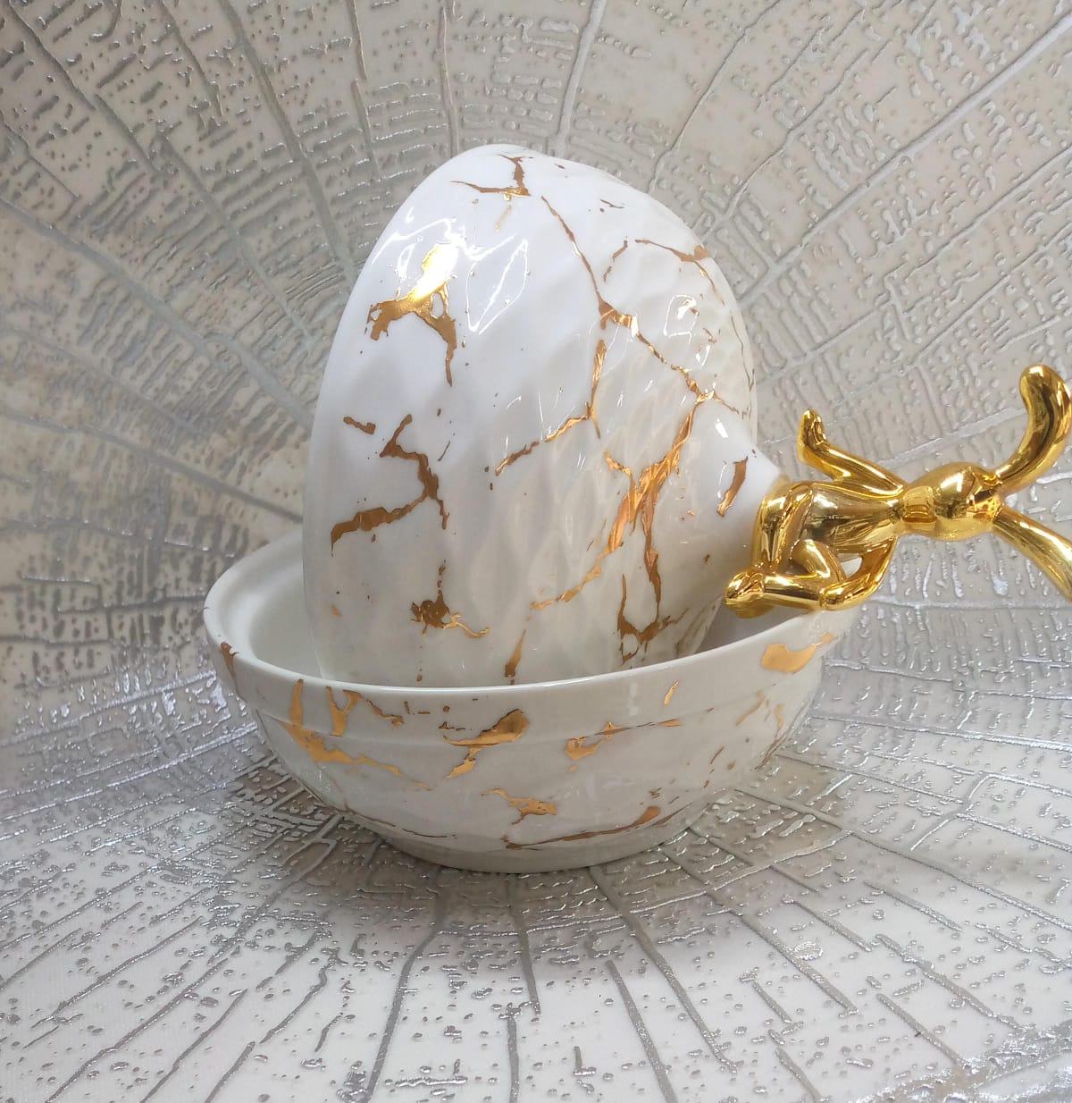 Ceramic sugar dish   marble snack plate