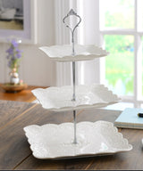 Ceramic white cake stand