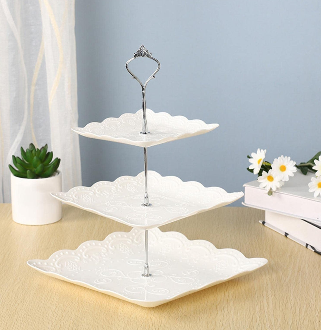 Ceramic white cake stand