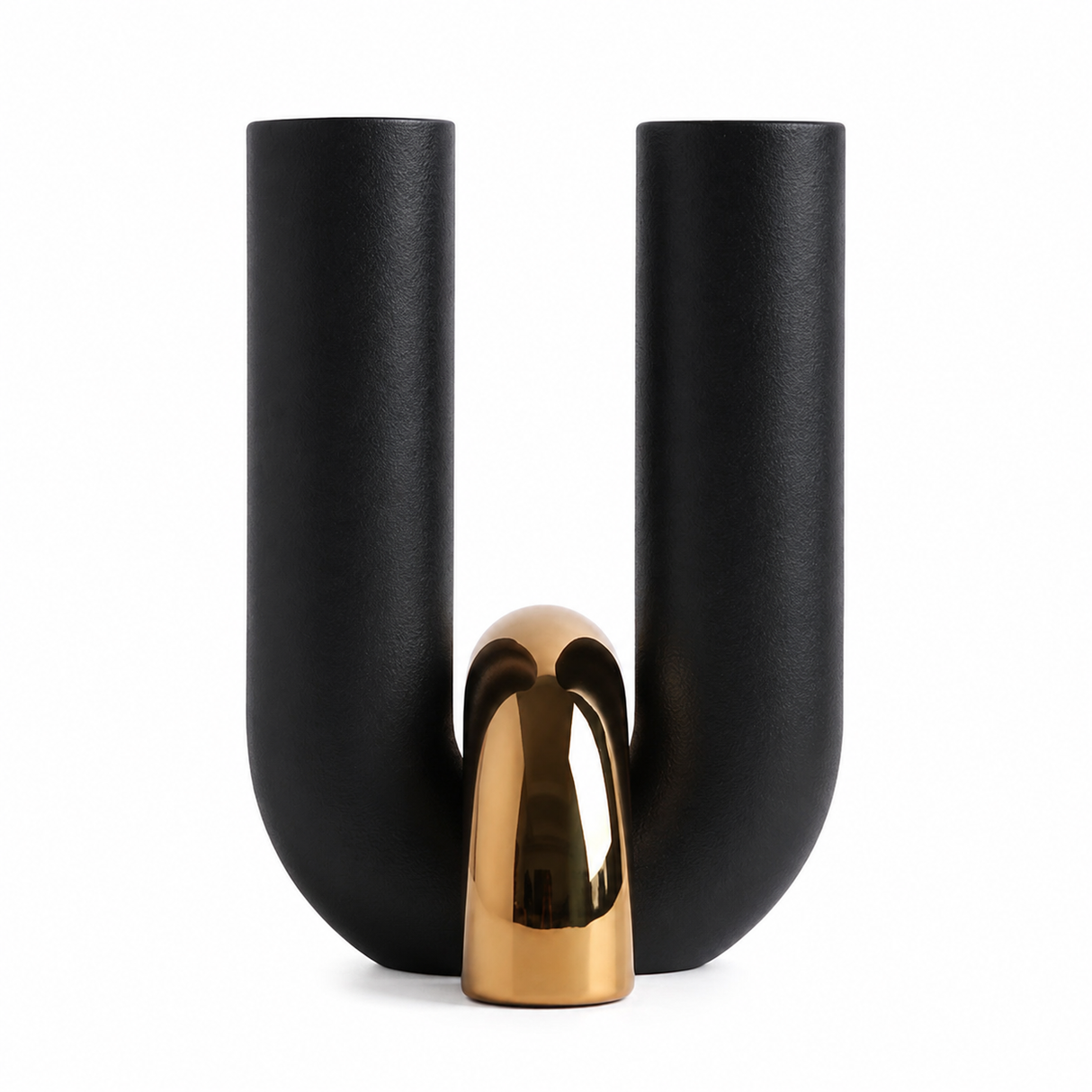 Noir Curve Black Sculptural Ceramic Decorative Vase
