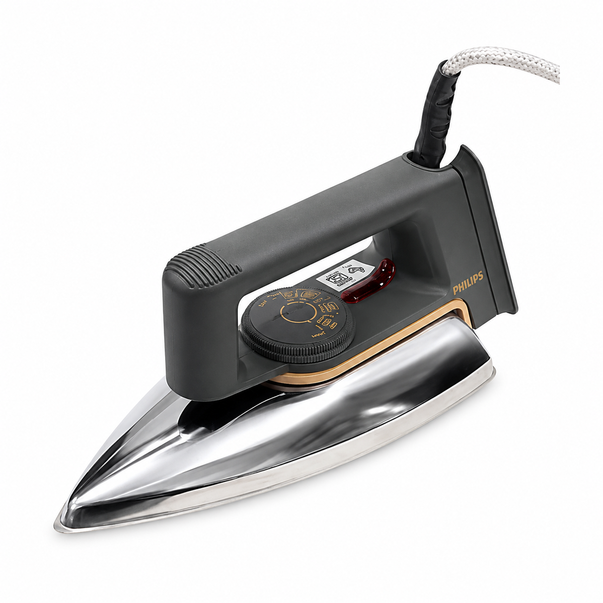 Philips Dry Iron 1000W - Aluminium Soleplate, Smooth Gliding, 1.9m Cord for Everyday Pressing