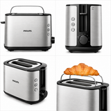 Philips Viva Collection Metal Toaster 950W - 8 Browning Settings, Defrost & Reheat Modes, Bun Warming Rack, Crumb Tray