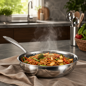 Vinod Platinum Tri-Ply Stainless Steel Pro Fry Pan - Homelux Kenya