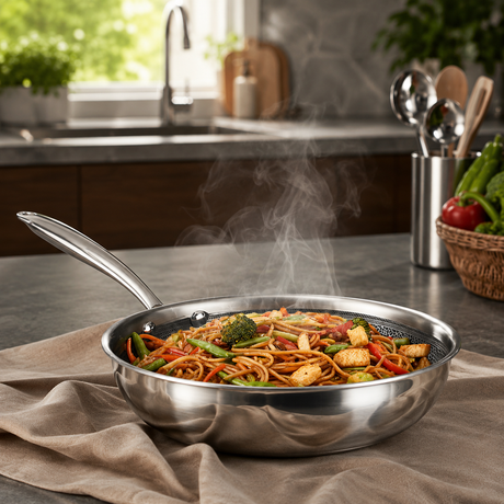 Vinod Platinum Tri-Ply Stainless Steel Pro Fry Pan - Homelux Kenya
