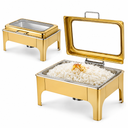Divine Touch 9L Stainless Steel Silver Rectangle Hydraulic Chafing Dish with Visible Glass - DT-931 Single