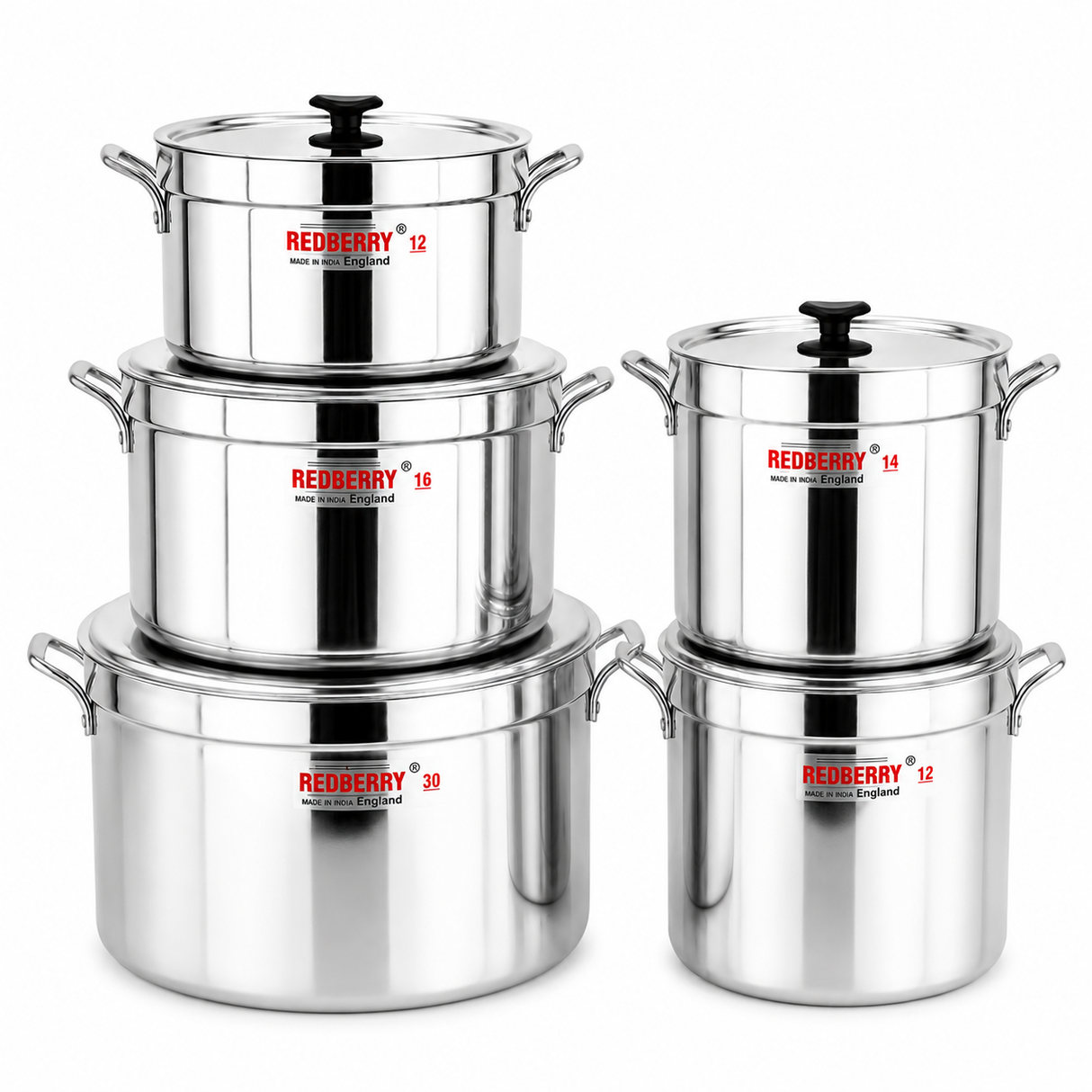 Redberry Premium Extra Heavy Aluminium Casserole Set – 5 Pcs