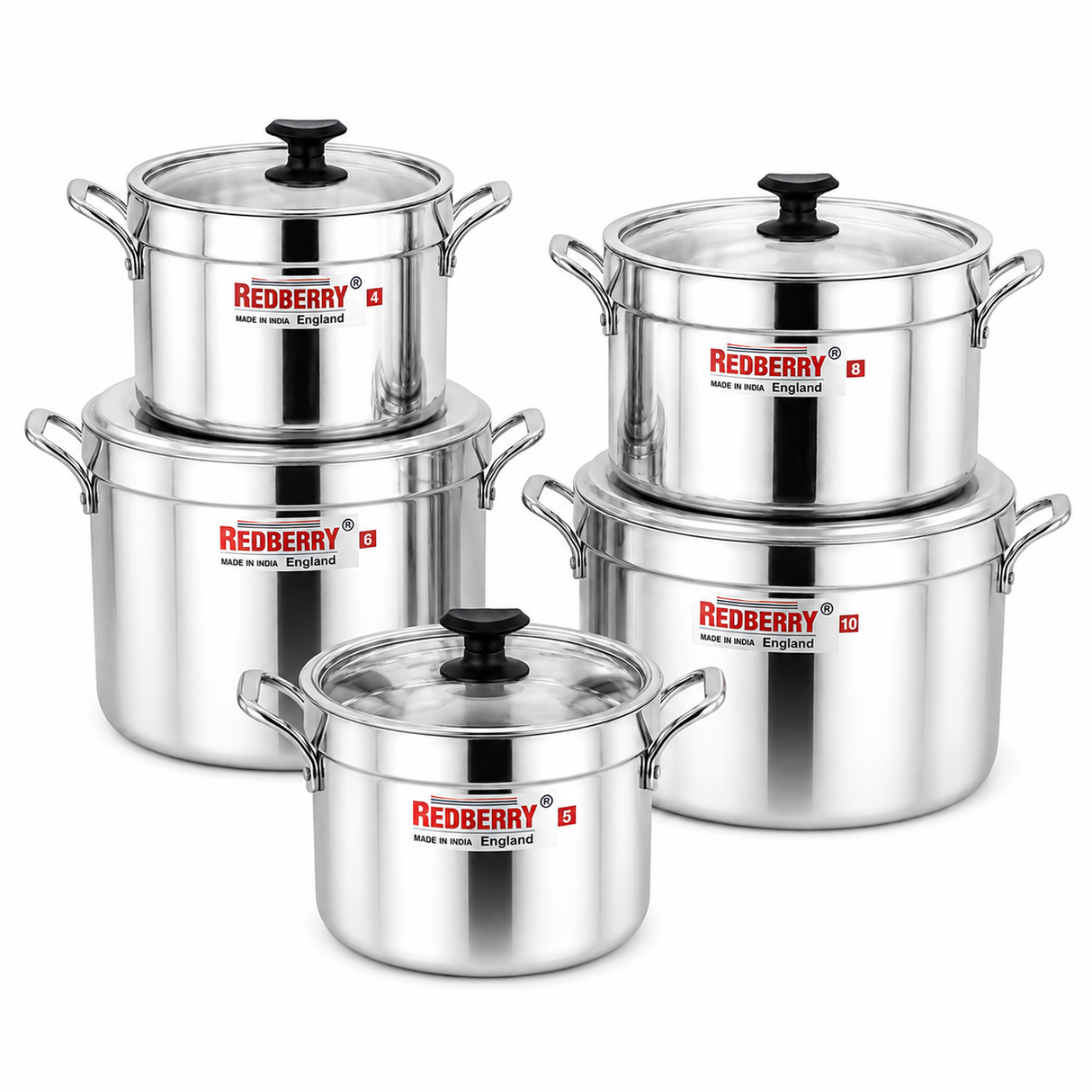Redberry Premium Extra Heavy Aluminium Casserole Set – 5 Pcs