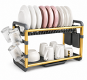 Aluminium Dish Drying Rack Multifunctional Dish Rack, Large Capacity Dish Drainer for Kitchen Counter, Rustproof Dish Drying Rack with Cutlery & Cup Holders