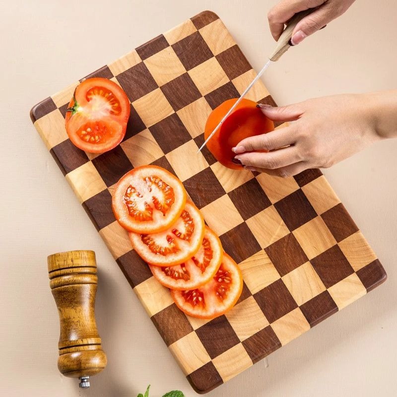 Cutting Boards Wooden Checked Chopping Board Kitchen Small Wood Bread Vegetable Meat
