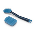 Joseph Joseph CleanTech 2-piece washing-up brush and scrubber set in blue.