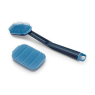 Joseph Joseph CleanTech 2-piece washing-up brush and scrubber set in blue.