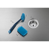 Joseph Joseph CleanTech blue washing-up brush and scrubber set, alternate view.