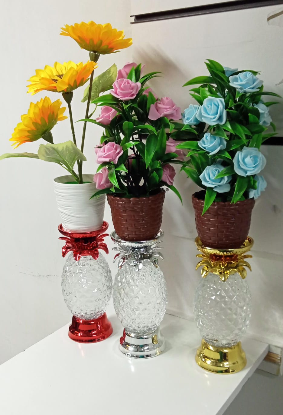 Colorful Pineapple Water Globe Glitter Swirl LED Candle Holder