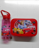 Combo Kids cartoon  themed partitioned Snack box with unbreakable water bottle