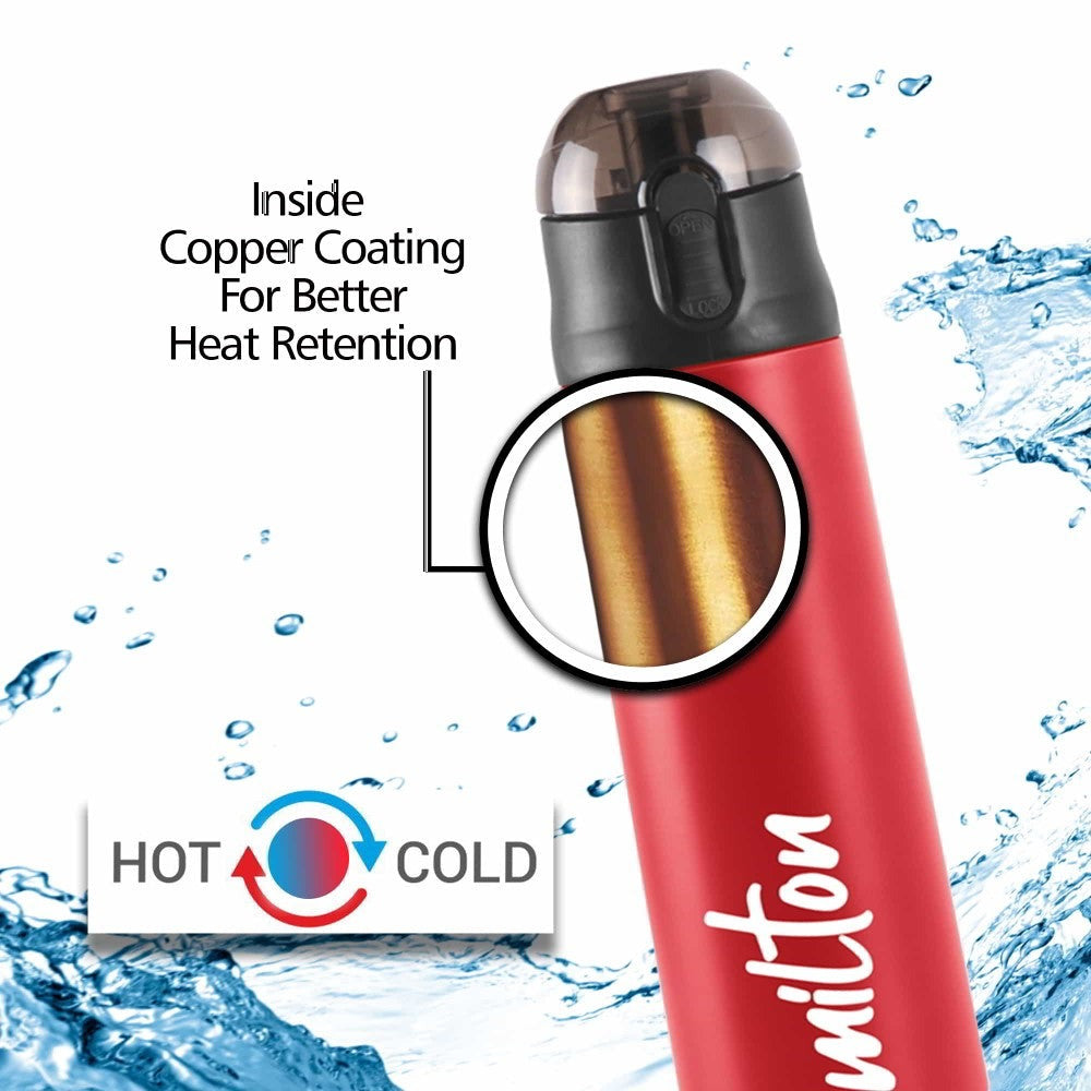 Milton Crown Thermosteel Bottle  400ml, 600ml or 900ml Keeps Hot for 24 Hours, Cold for 24 Hours – Vacuum Insulated Stainless Steel Flask | Leakproof & BPA-Free
