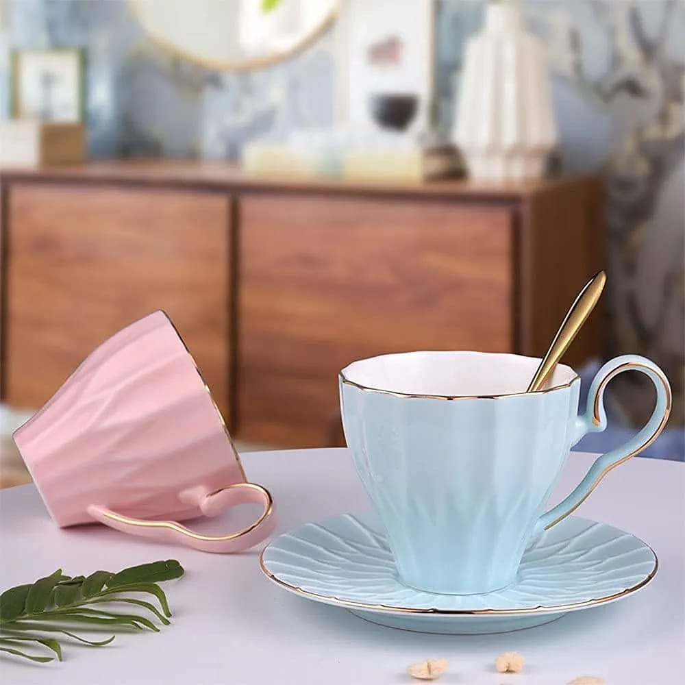 6pcs Cup and Saucer Coloured set