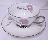 Cup and Saucer Pink Biloba With Stand