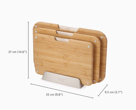 Joseph Joseph Nest Boards Bamboo 3 piece chopping board set with stand dimensions diagram, Homelux Kenya