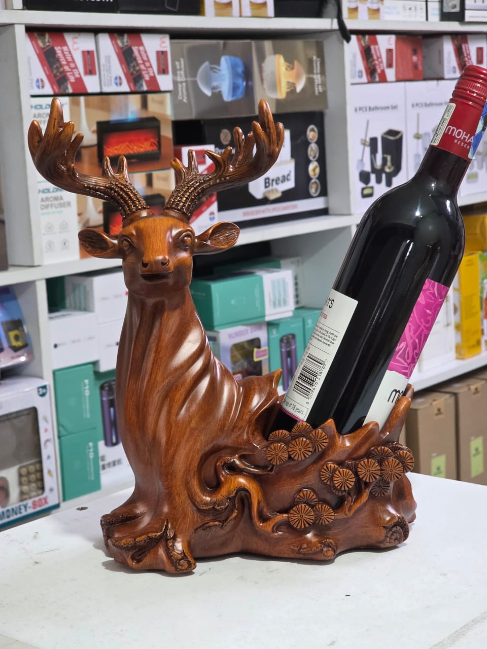 Deer  head decorative sculpture wine  rack